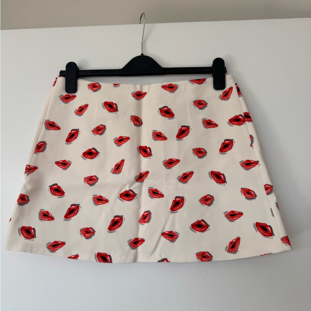 Zara Mini Skirt with Red Lip Print